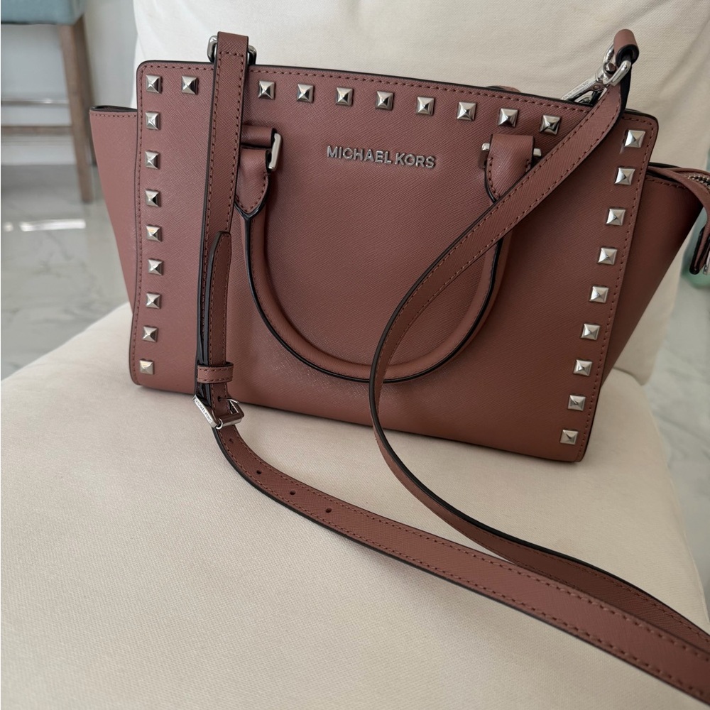 Michael Kors Dusty Rose Studded Satchel